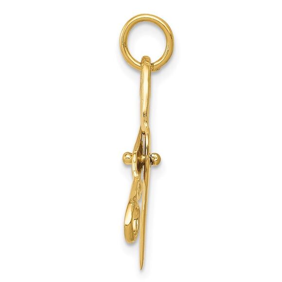 Kazi Luxury 14k Yellow Gold 3D Moveable Scissors Charm